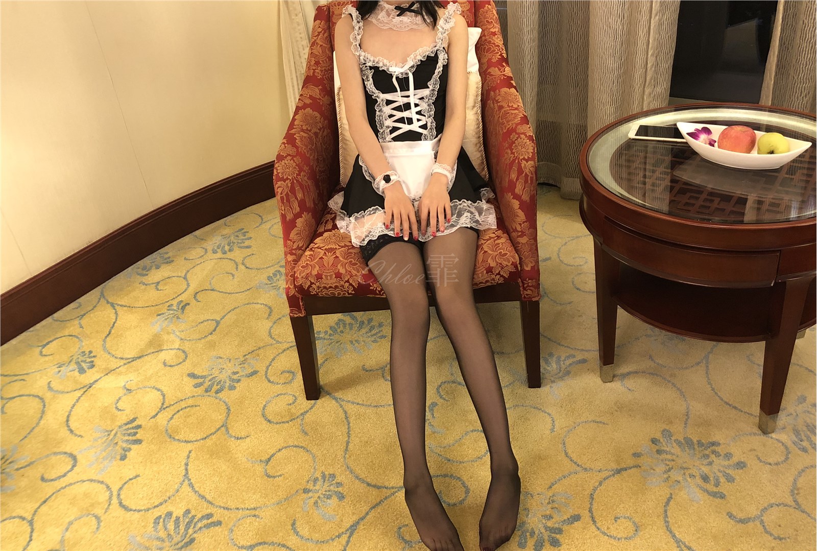 Shangri-la Hotel Maid dress Trasparenze Fanny Italy half drum black silk(19)